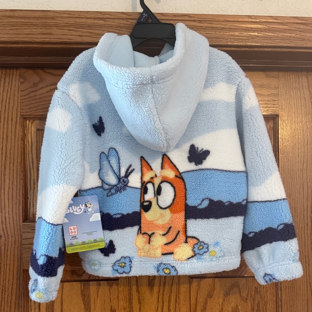 Bluey blue and White Fleece Hoodie
